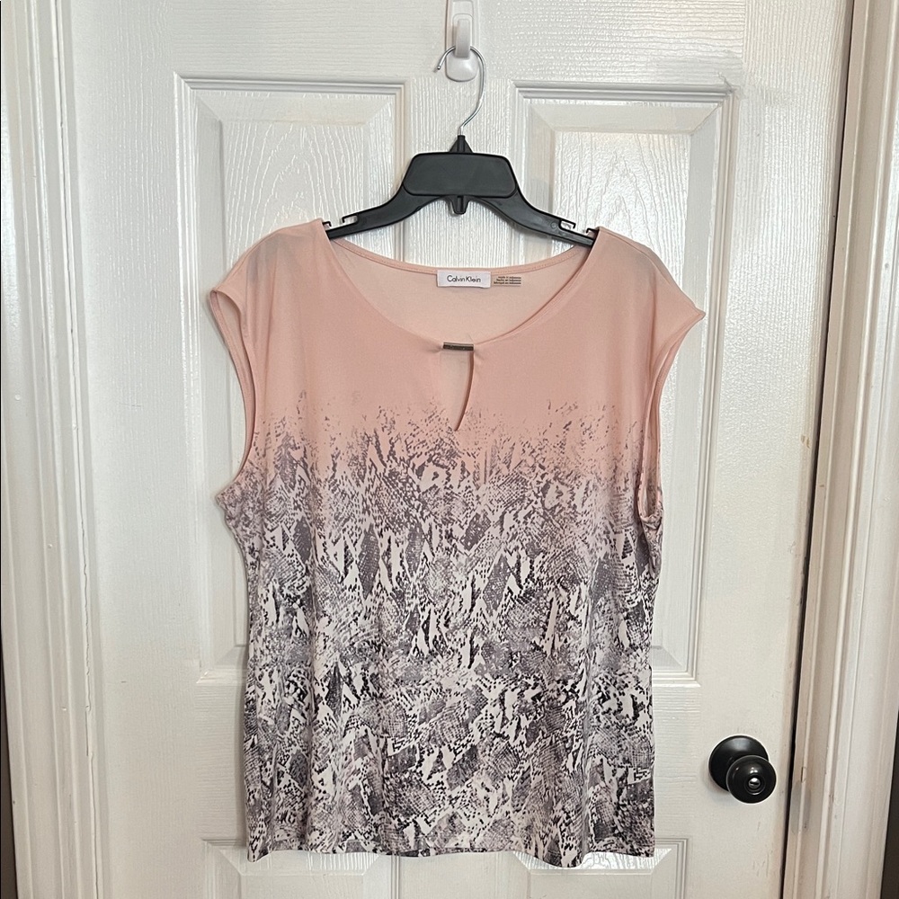 Calvin Klein Blush and Charcoal Women's Blouse
